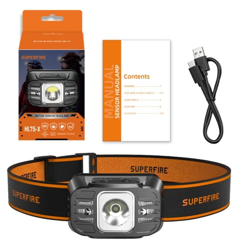 Pieres lukturis Superfire HL75-S, 350lm, USB